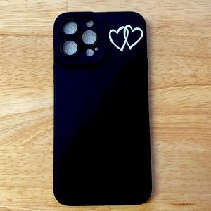 Apple IPhone 13 ProMax Phone case Black w/Double Heart